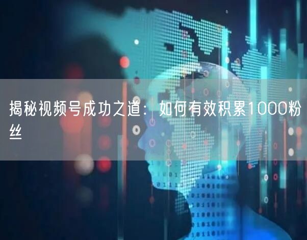 揭秘视频号成功之道：如何有效积累1000粉丝