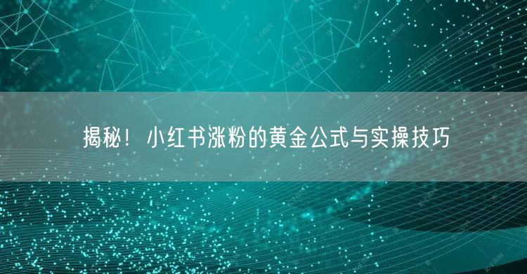 揭秘！小红书涨粉的黄金公式与实操技巧